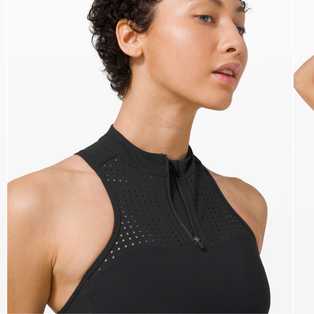 Lululemon Unleash Strength Bra black size 8 like new high neck half-zip W2BXTS - Picture 3 of 11